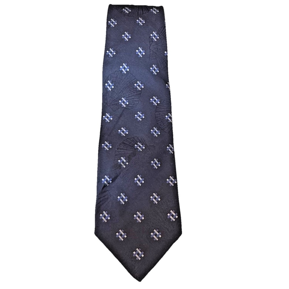 VTG Polo Ralph Lauren Silk Tie Geometric Seashell Background Made by Hand USA
